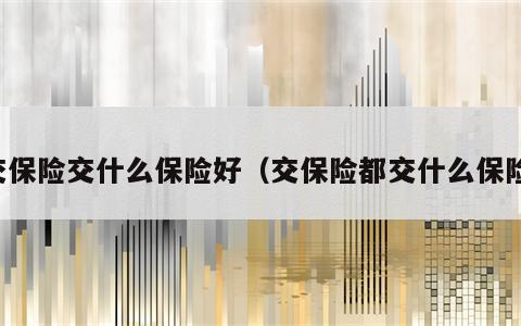 交保险交什么保险好（交保险都交什么保险）