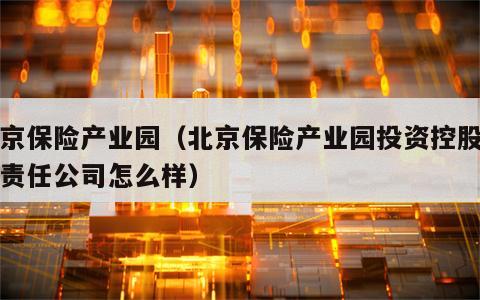 北京保险产业园（北京保险产业园投资控股有限责任公司怎么样）