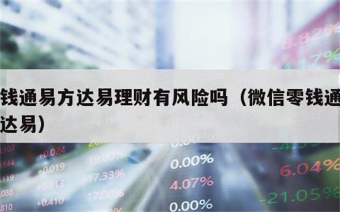 零钱通易方达易理财有风险吗（微信零钱通易方达易）