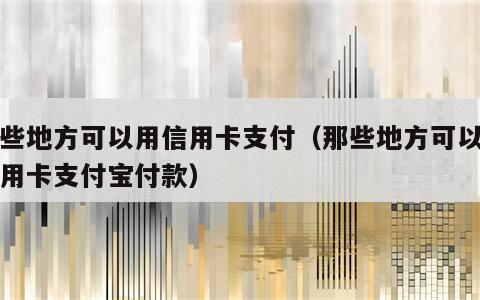 那些地方可以用信用卡支付（那些地方可以用信用卡支付宝付款）