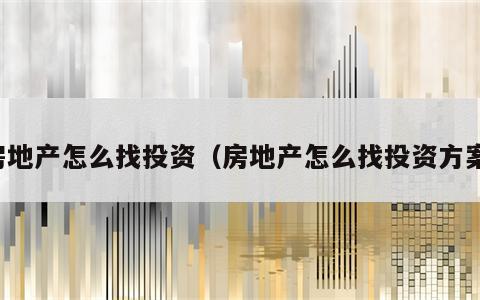 房地产怎么找投资（房地产怎么找投资方案）