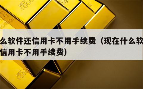 什么软件还信用卡不用手续费（现在什么软件还信用卡不用手续费）