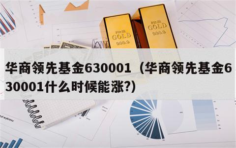 华商领先基金630001（华商领先基金630001什么时候能涨?）