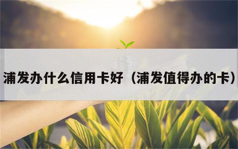 浦发办什么信用卡好（浦发值得办的卡）