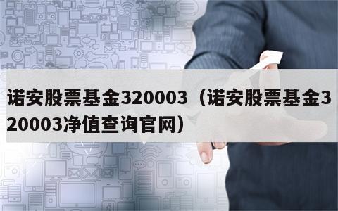诺安股票基金320003（诺安股票基金320003净值查询官网）
