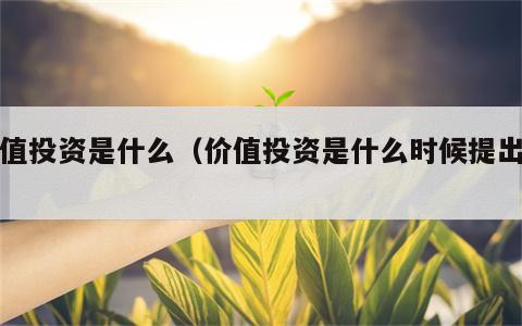 价值投资是什么（价值投资是什么时候提出的）