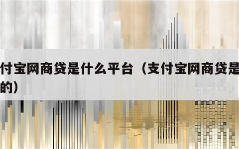 支付宝网商贷是什么平台（支付宝网商贷是干嘛的）
