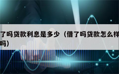 借了吗贷款利息是多少（借了吗贷款怎么样可靠吗）