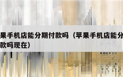 苹果手机店能分期付款吗（苹果手机店能分期付款吗现在）