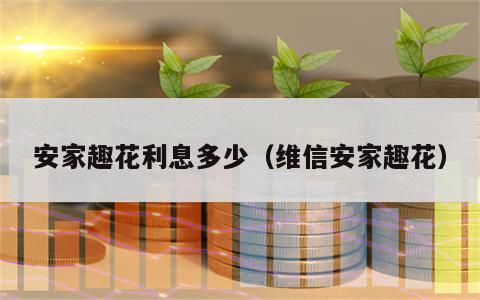 安家趣花利息多少（维信安家趣花）