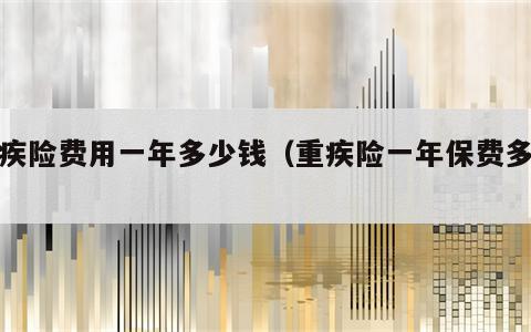 重疾险费用一年多少钱（重疾险一年保费多少）