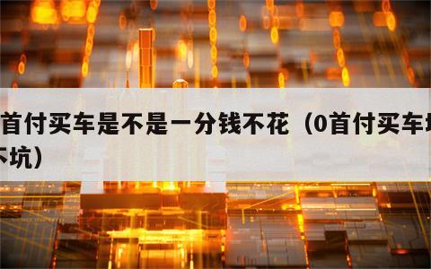 0首付买车是不是一分钱不花（0首付买车坑不坑）