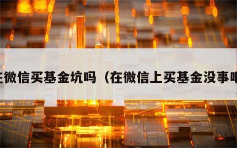 在微信买基金坑吗（在微信上买基金没事吧）
