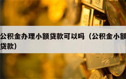 用公积金办理小额贷款可以吗（公积金小额信用贷款）