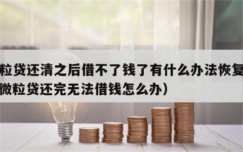 微粒贷还清之后借不了钱了有什么办法恢复吗（微粒贷还完无法借钱怎么办）