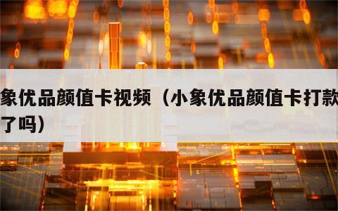 小象优品颜值卡视频（小象优品颜值卡打款中稳了吗）