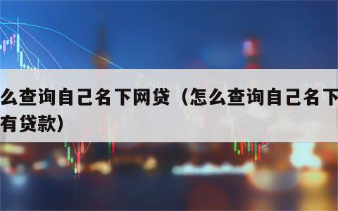 怎么查询自己名下网贷（怎么查询自己名下有没有贷款）