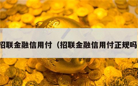 招联金融信用付（招联金融信用付正规吗）