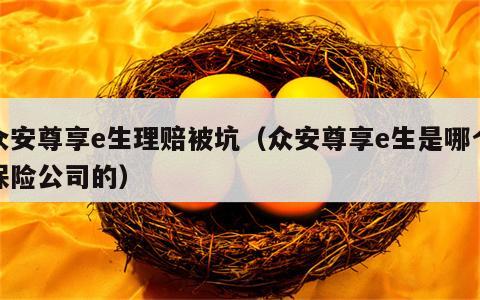 众安尊享e生理赔被坑（众安尊享e生是哪个保险公司的）