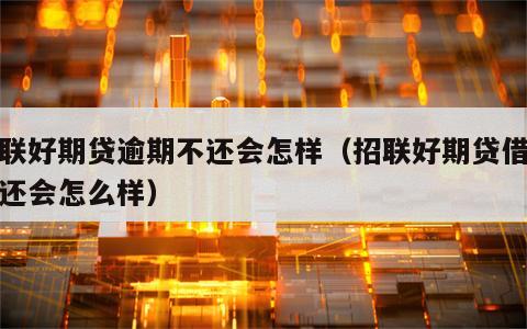招联好期贷逾期不还会怎样（招联好期贷借款不还会怎么样）