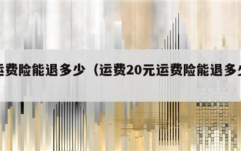 运费险能退多少（运费20元运费险能退多少）