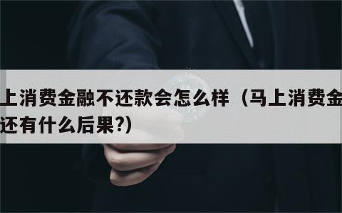 马上消费金融不还款会怎么样（马上消费金融不还有什么后果?）