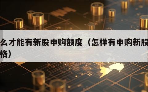 怎么才能有新股申购额度（怎样有申购新股的资格）