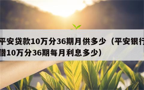 平安贷款10万分36期月供多少（平安银行借10万分36期每月利息多少）
