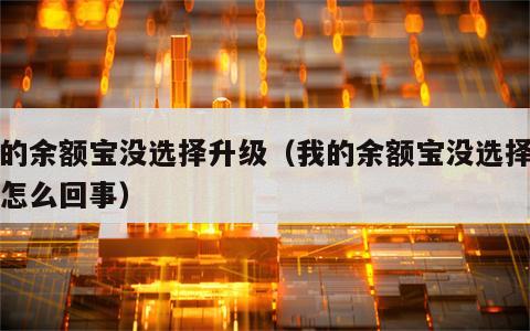 我的余额宝没选择升级（我的余额宝没选择升级怎么回事）