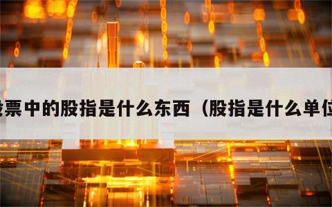股票中的股指是什么东西（股指是什么单位）