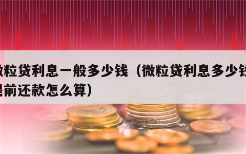 微粒贷利息一般多少钱（微粒贷利息多少钱,提前还款怎么算）