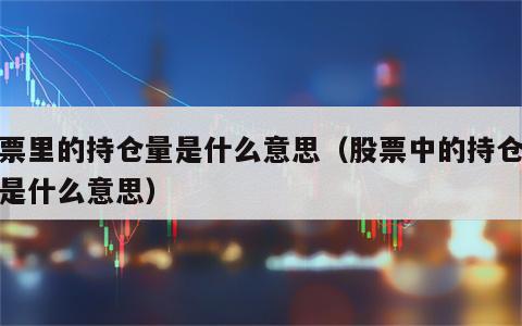 股票里的持仓量是什么意思（股票中的持仓数量是什么意思）