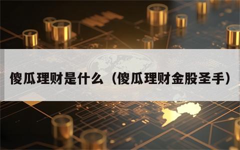 傻瓜理财是什么（傻瓜理财金股圣手）