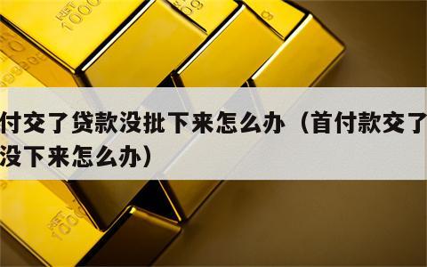首付交了贷款没批下来怎么办（首付款交了贷款没下来怎么办）