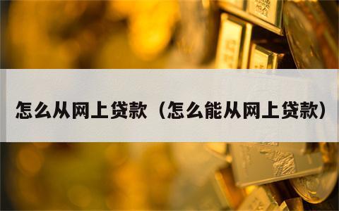 怎么从网上贷款（怎么能从网上贷款）
