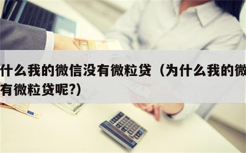 为什么我的微信没有微粒贷（为什么我的微信没有微粒贷呢?）