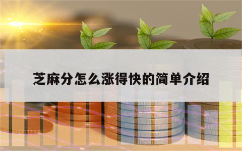 芝麻分怎么涨得快的简单介绍