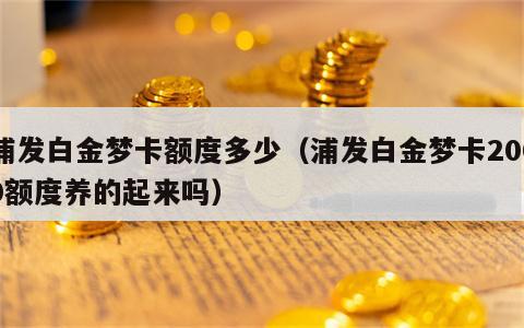 浦发白金梦卡额度多少（浦发白金梦卡2000额度养的起来吗）