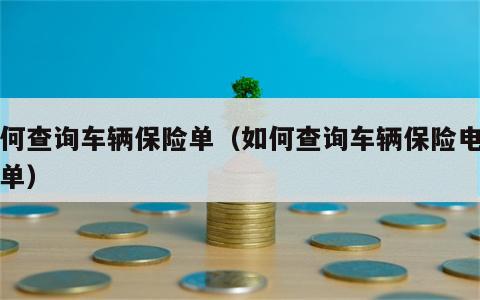 如何查询车辆保险单（如何查询车辆保险电子保单）