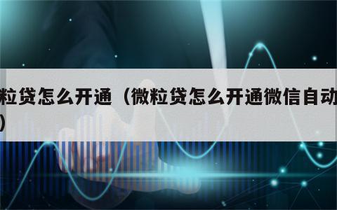 微粒贷怎么开通（微粒贷怎么开通微信自动还款）