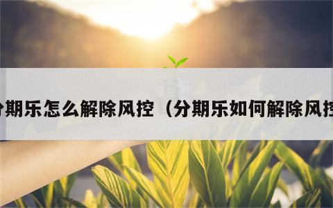 分期乐怎么解除风控（分期乐如何解除风控）