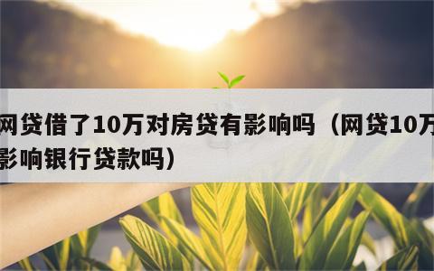 网贷借了10万对房贷有影响吗（网贷10万影响银行贷款吗）