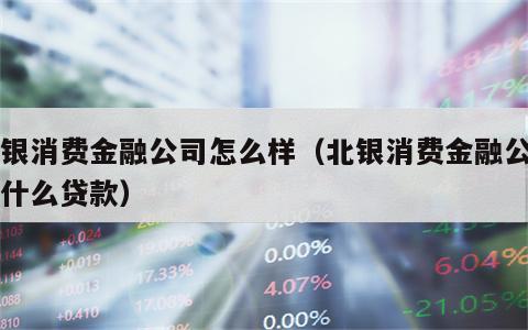 北银消费金融公司怎么样（北银消费金融公司是什么贷款）