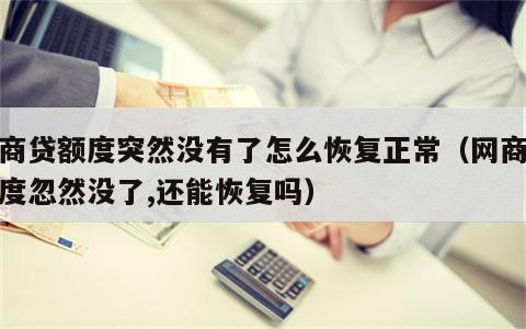 网商贷额度突然没有了怎么恢复正常（网商贷额度忽然没了,还能恢复吗）