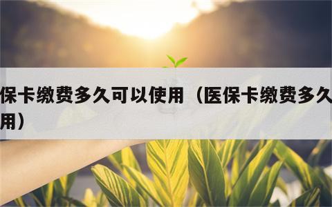 医保卡缴费多久可以使用（医保卡缴费多久才能用）