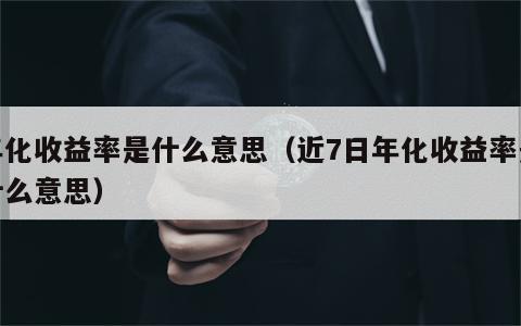 年化收益率是什么意思（近7日年化收益率是什么意思）