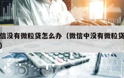 微信没有微粒贷怎么办（微信中没有微粒贷怎办）
