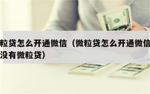 微粒贷怎么开通微信（微粒贷怎么开通微信里面没有微粒贷）