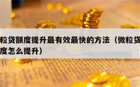 微粒贷额度提升最有效最快的方法（微粒贷的额度怎么提升）