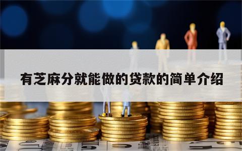 有芝麻分就能做的贷款的简单介绍